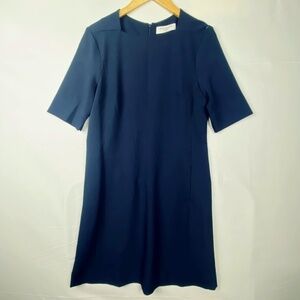 M M Lafleur women Sz 10 sheath Dress navy short sleeve polyester Emily anti-odor